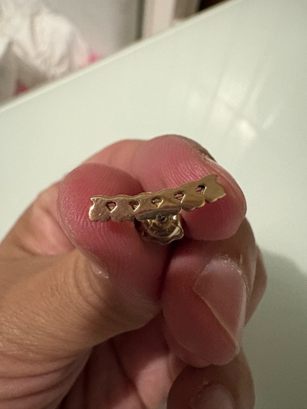 Gold Tone Heart Cutout Bar Pin